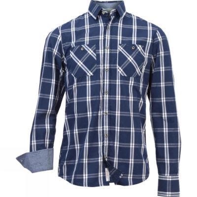 Camisa Brakeburn Yarn Dyed Check Hombre Azul Marino / Blancas - Chile PUA450738